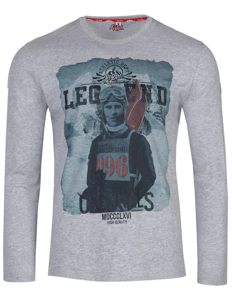 Piz Palü Herren Langarmshirt "Unterhaching" | Grau