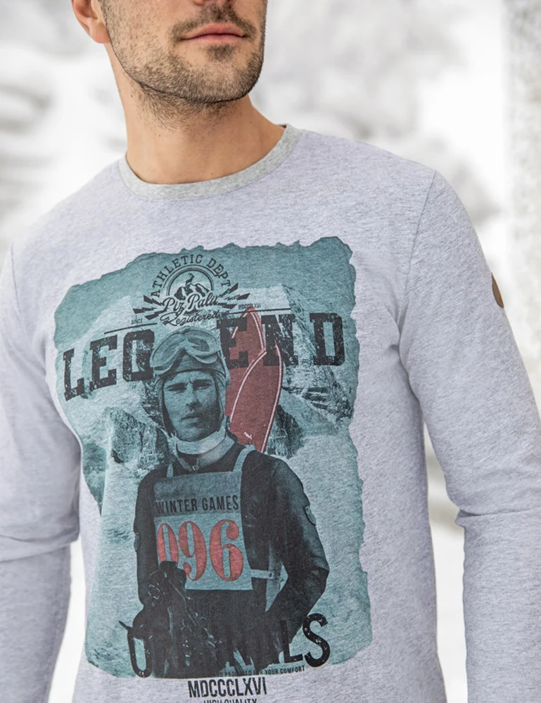 Piz Palü Herren Langarmshirt "Unterhaching" | Grau