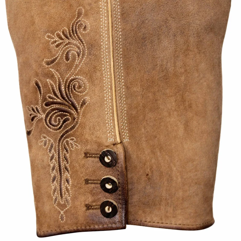 MADDOX Kurze Herren Lederhose "Hopfensee" mit Gürtel | Antik Creme