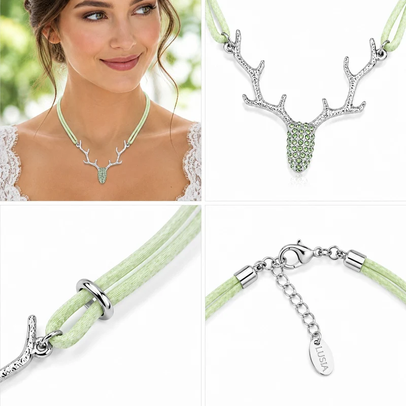 LUISIA® Halskette "Nicola" mit Kristallen von Swarovski® | Lindgrün