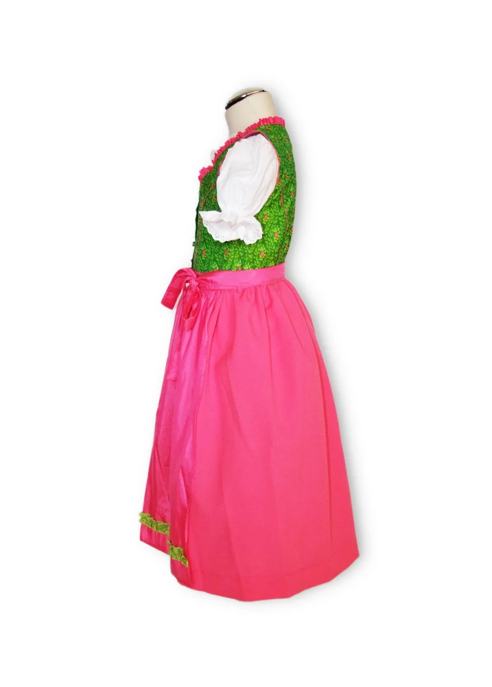 Isar-Trachten Kinder Dirndl "Mandy" 3-tlg. mit Bluse 64143 | Festlich Pink Grün