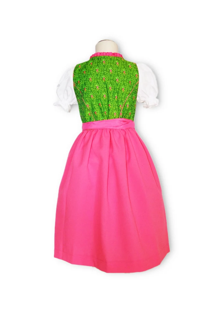 Isar-Trachten Kinder Dirndl "Mandy" 3-tlg. mit Bluse 64143 | Festlich Pink Grün