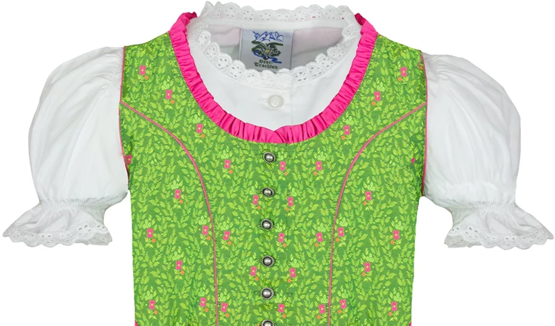 Isar-Trachten Kinder Dirndl "Mandy" 3-tlg. mit Bluse 64143 | Festlich Pink Grün