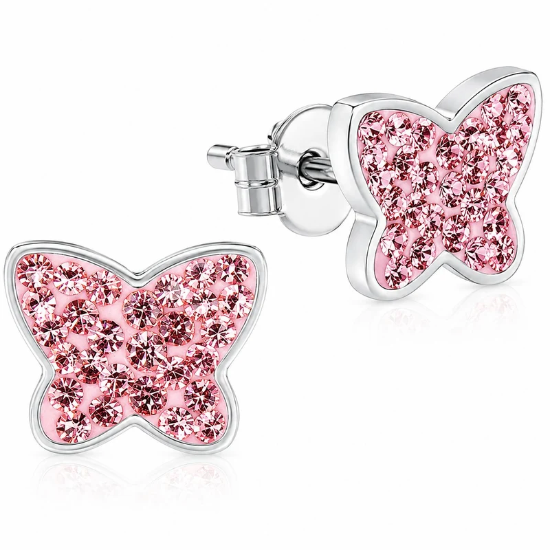 LUISIA® Ohrringe "Schmetterling" mit Kristallen von Swarovski® | Rosa