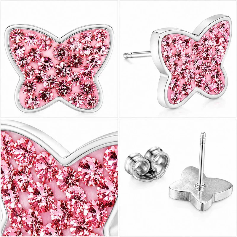 LUISIA® Ohrringe "Schmetterling" mit Kristallen von Swarovski® | Rosa