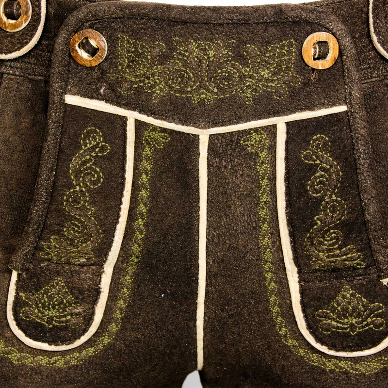 SCHWEIGERT´s Kurze Hirsch Lederhose Hector mit Träger - Moor Dunkelbraun | Exklusiv von MADDOX