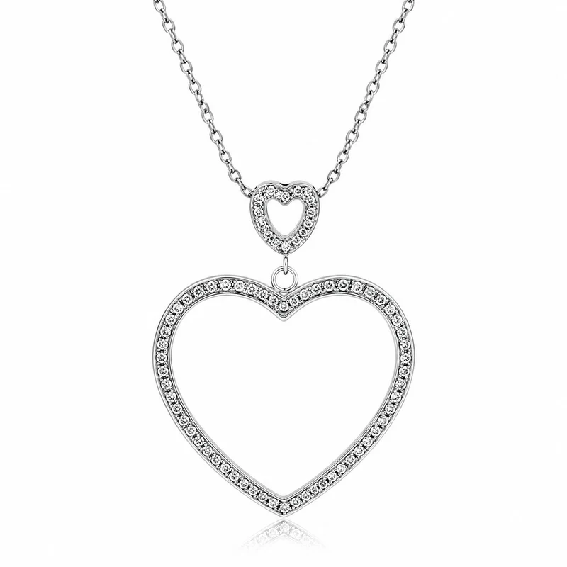 LUISIA® Halskette mit Strass Herz-Anhänger | Edelstahl 80cm Länge