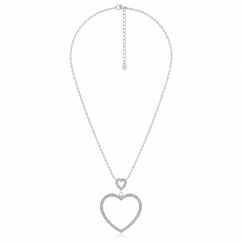 LUISIA® Halskette mit Strass Herz-Anhänger | Edelstahl 80cm Länge