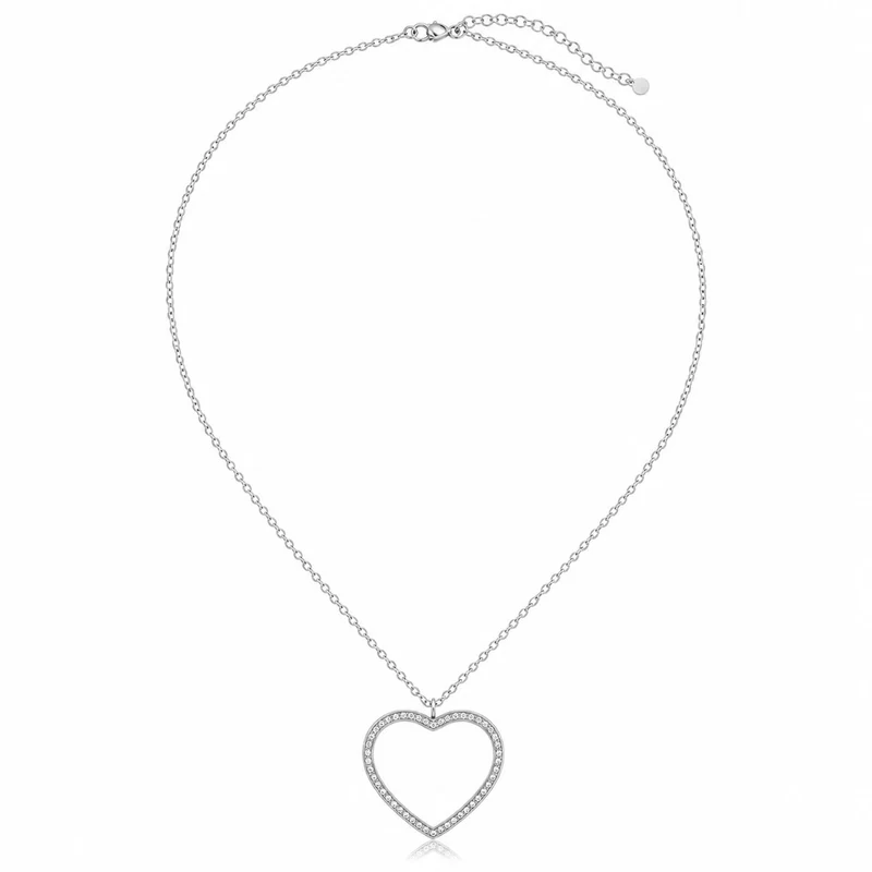 LUISIA® Halskette mit Strass Herz-Anhänger | Edelstahl 80cm Länge