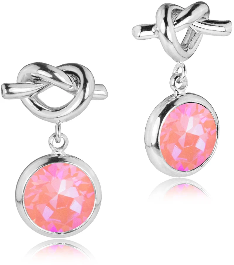 LUISIA® Ohrringe mit Knoten und Premium Kristall - Silber / Lotus Pink Delite