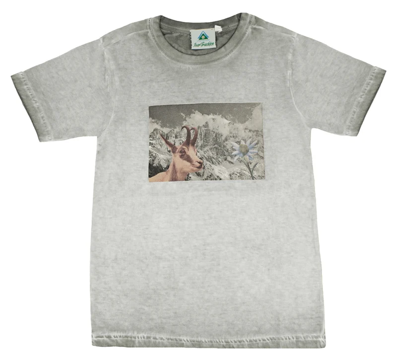 Isar-Trachten Kinder T-Shirt mit Edelweiß | Grau