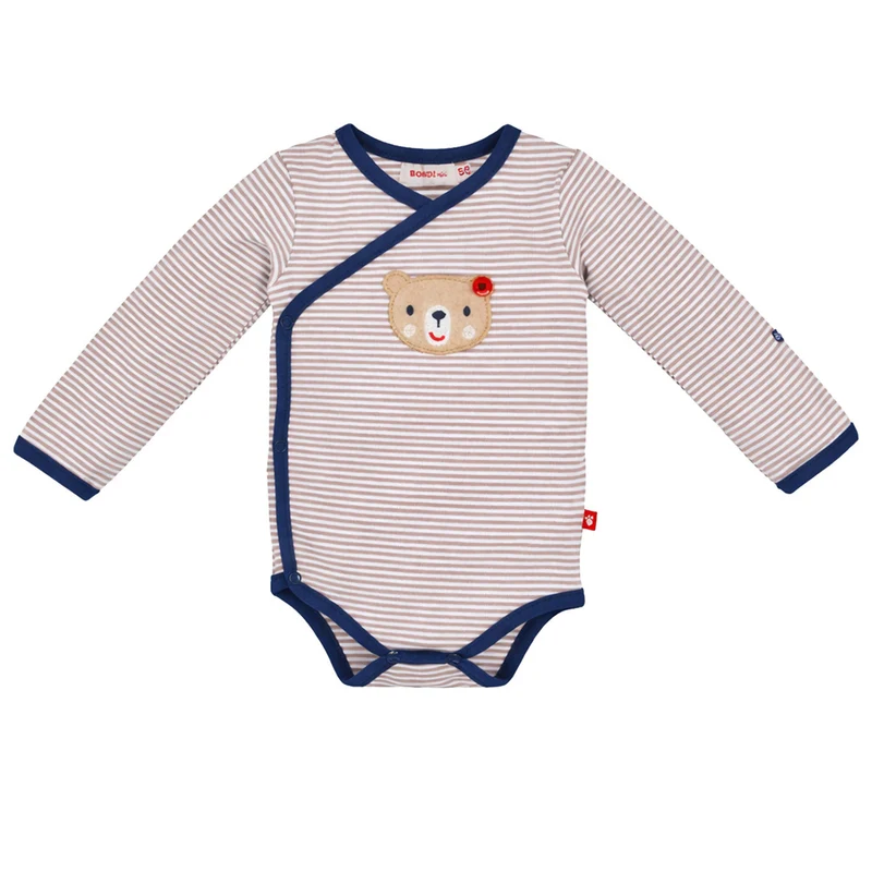 BONDI Baby Langarm Wickelbody "Bär" 93763 | Beige