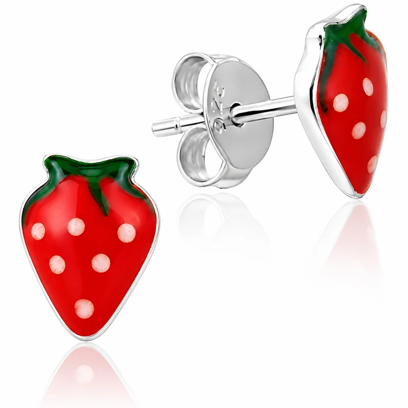 LUISIA® Ohrstecker "Kinder Ohrringe Erdbeere" | 925 Silber