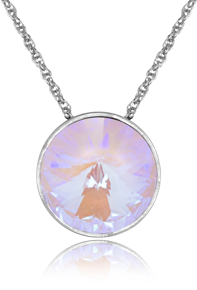 LUISIA® Halskette "Sinja" mit Premium Kristallen - 14 mm - Silber / Lavender Delite