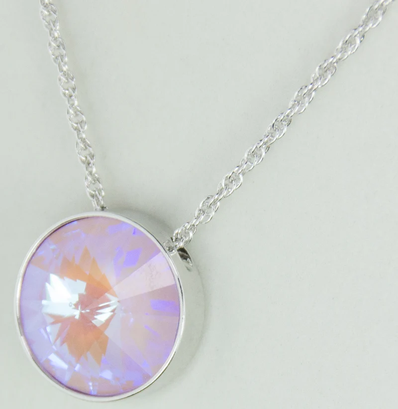 LUISIA® Halskette "Sinja" mit Premium Kristallen - 14 mm - Silber / Lavender Delite