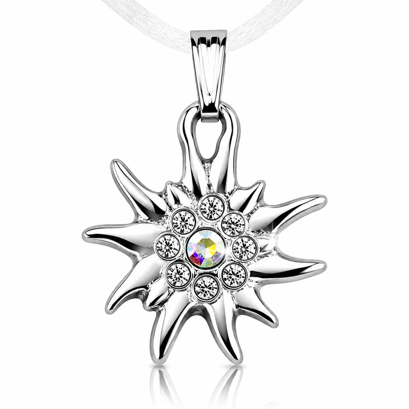 LUISIA® Kinder Halskette "Edelweiß" mit Kristallen von Swarovski® | Weiß