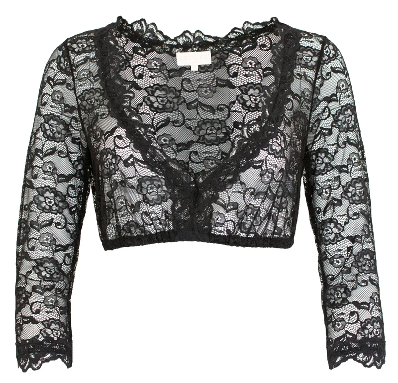 Krüger MADL Damen Dirndlbluse Cassandra 3/4 Arm - Schwarz