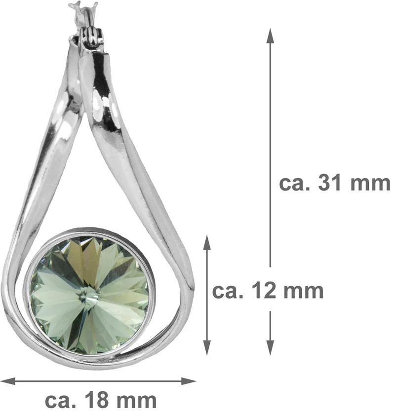 LUISIA® Geschwungene Ohrringe "Alea" mit Premium Kristall - Silber / Black Diamond