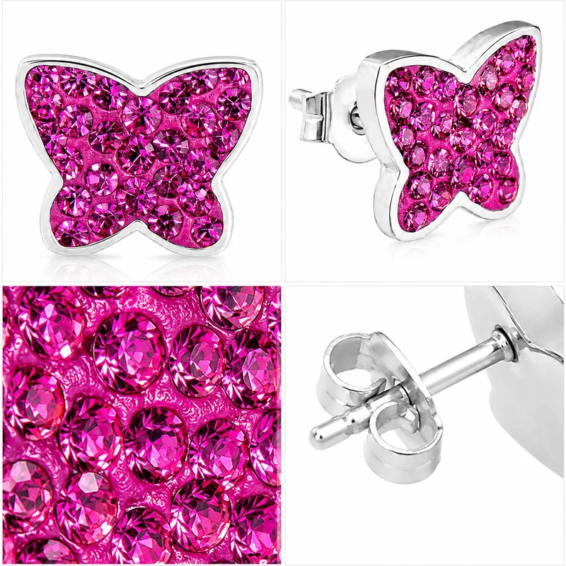 LUISIA® Ohrringe "Schmetterling" mit Kristallen von Swarovski® | Pink