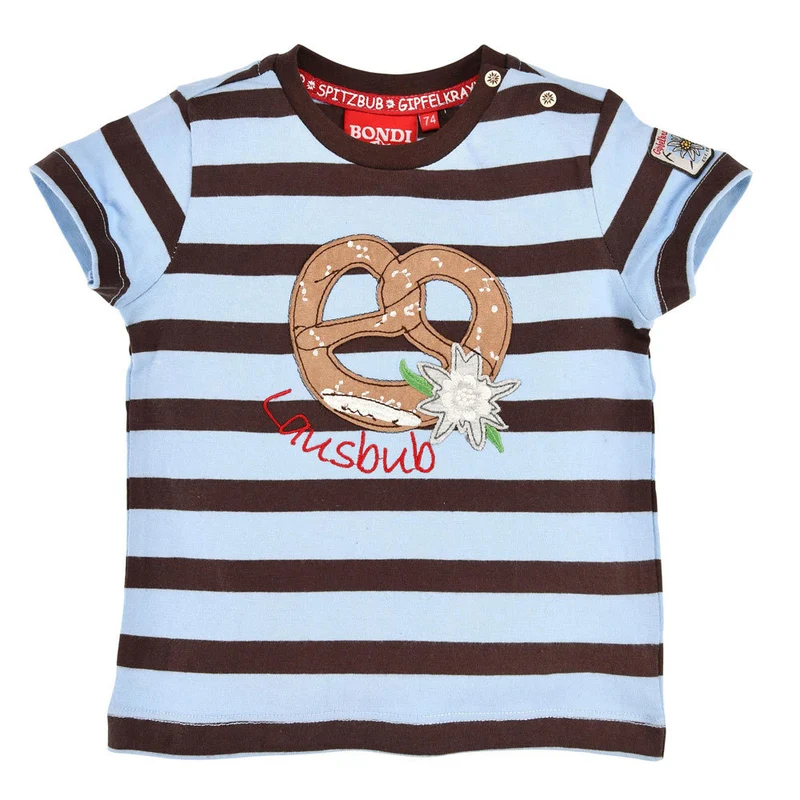 BONDI Jungen T-Shirt "Lausbub" mit Brezel 91370 | Blau Braun