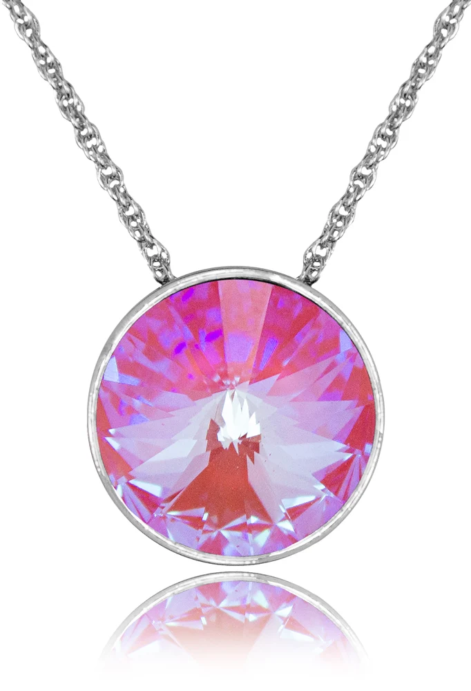 LUISIA® Halskette "Sinja" mit Premium Kristallen - 14 mm - Silber / Lotus Pink Delite