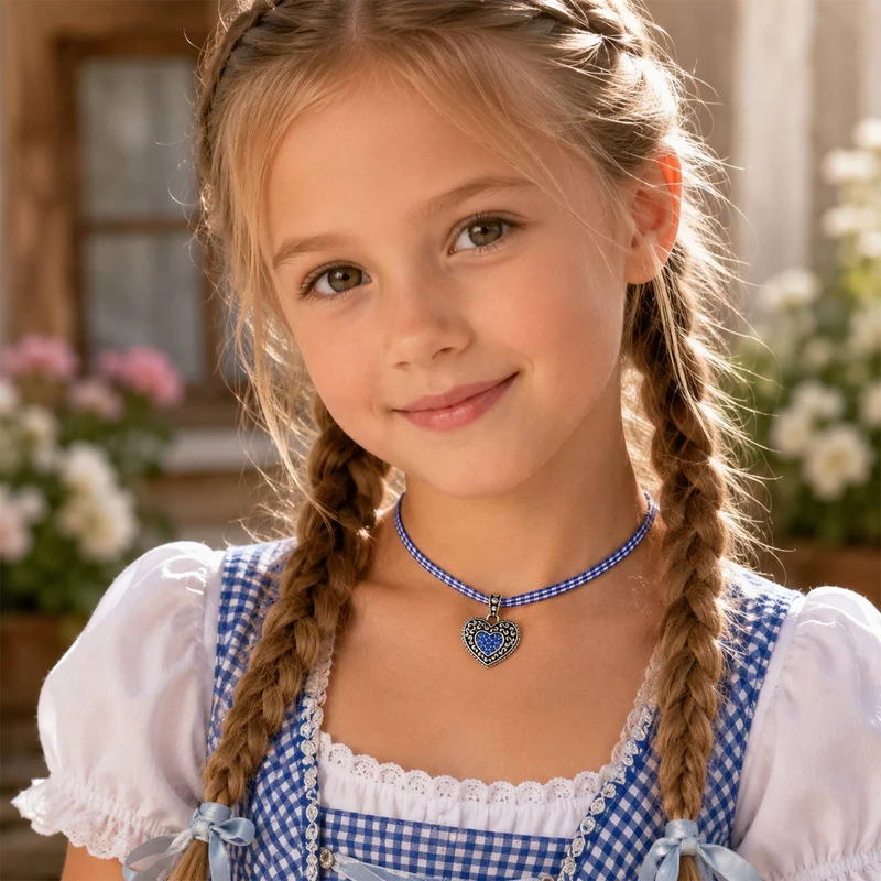 LUISIA® Kinder Halskette "Kariert mit Herz" mit Kristallen von Swarovski® | Royalblau