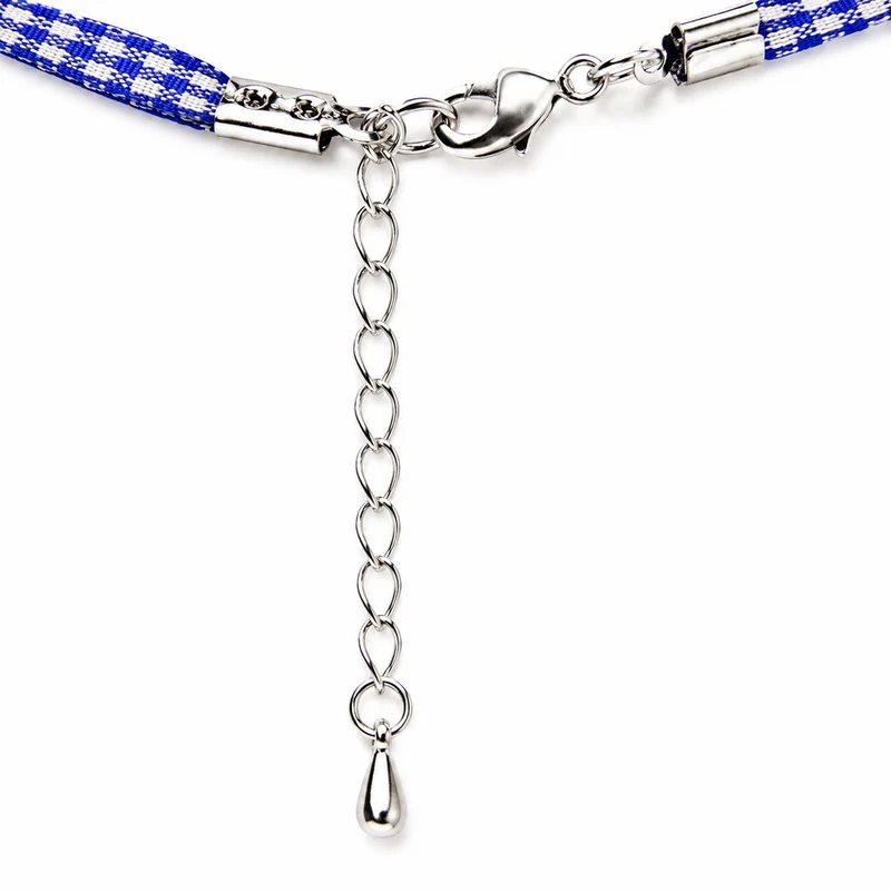 LUISIA® Kinder Halskette "Kariert mit Herz" mit Kristallen von Swarovski® | Royalblau