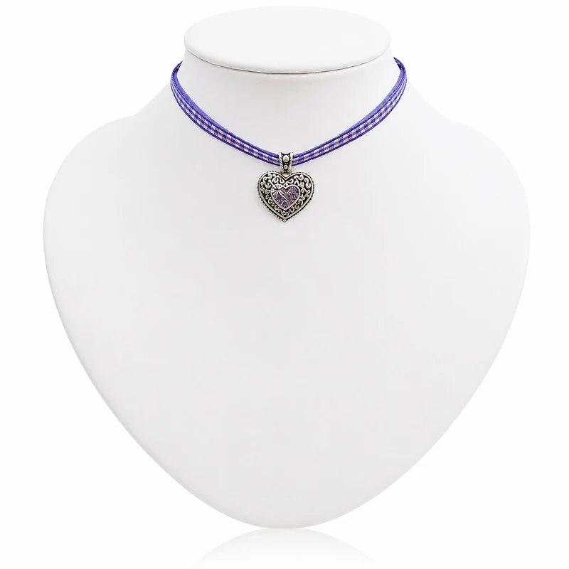 LUISIA® Kinder Halskette "Kariert mit Herz" mit Kristallen von Swarovski® | Royalblau