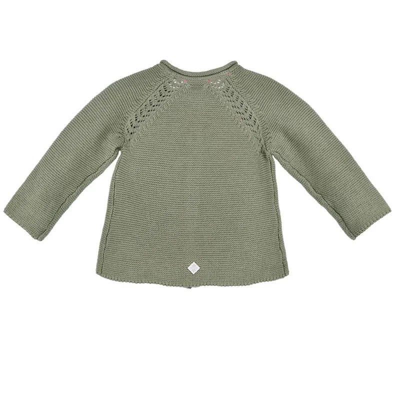 BONDI Baby Mädchen Strickjacke "Jungle" mit Stickereien 86604 | Olivgrün