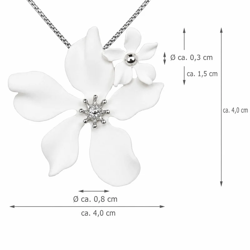 LUISIA® Halskette "Nelia" mit Blumen - 16 Karat vergoldet | Weiß