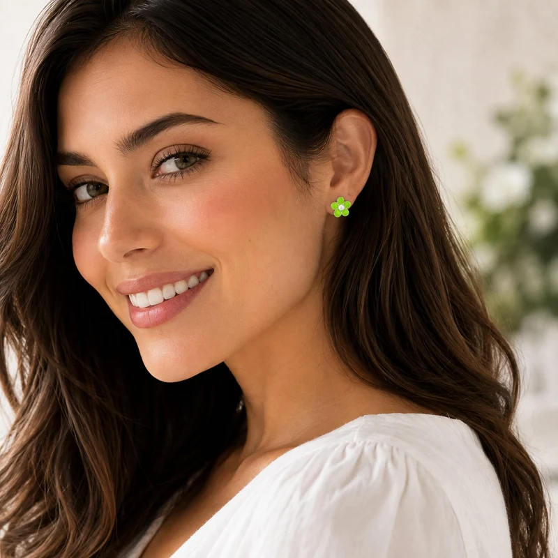 LUISIA® Ohrstecker "Blume" - 925 Sterling Silber | Hellgrün