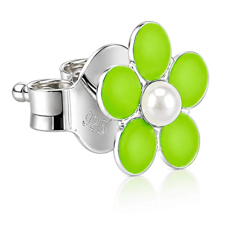 LUISIA® Ohrstecker "Blume" - 925 Sterling Silber | Hellgrün