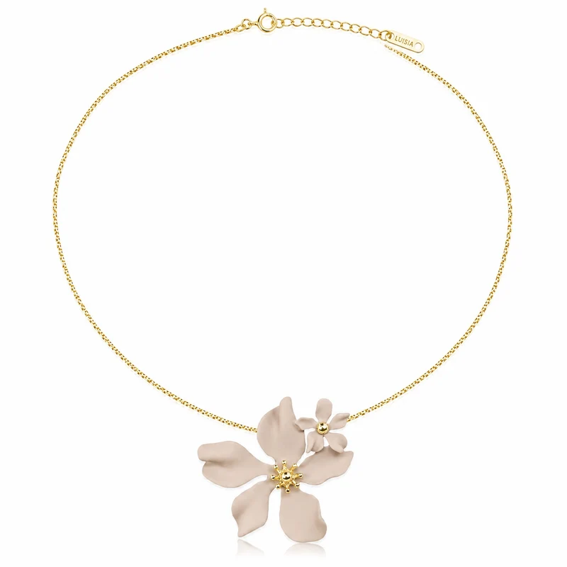 LUISIA® Halskette "Nelia" mit Blumen - 16 Karat vergoldet | Altrosa