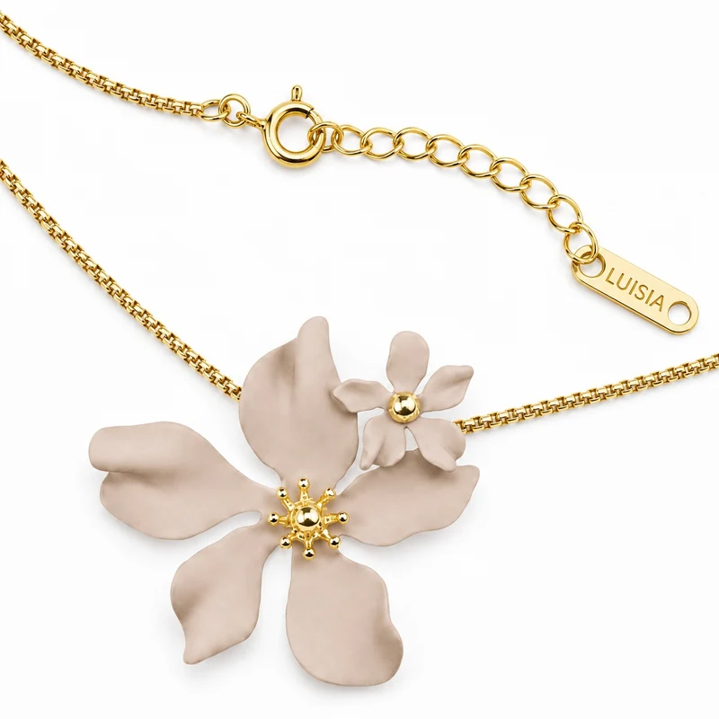 LUISIA® Halskette "Nelia" mit Blumen - 16 Karat vergoldet | Altrosa