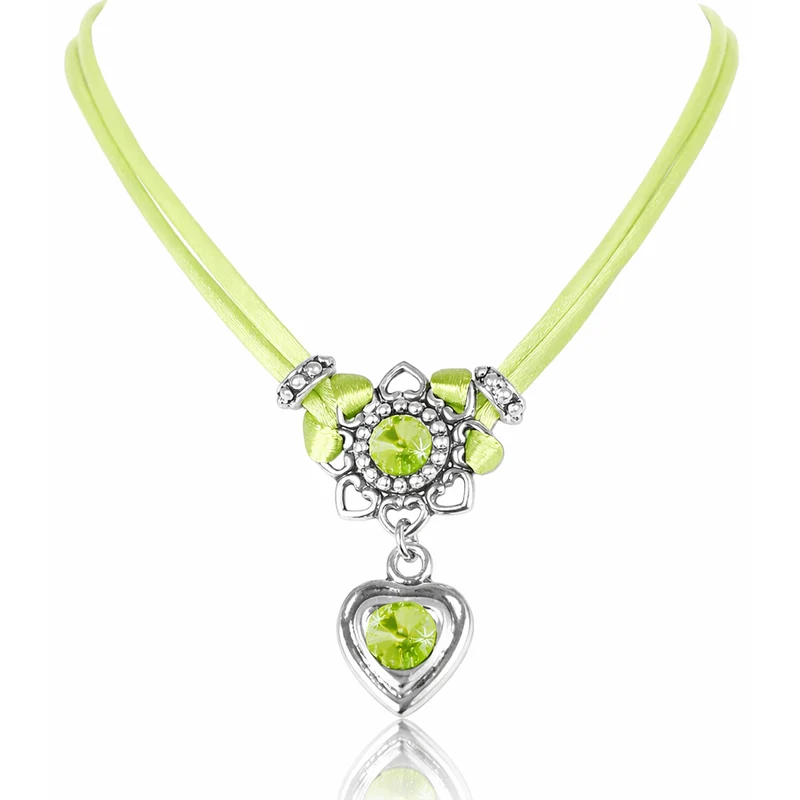 LUISIA® Halskette "Chiara" Herzblüte - Kristalle von Swarovski® | Apfelgrün