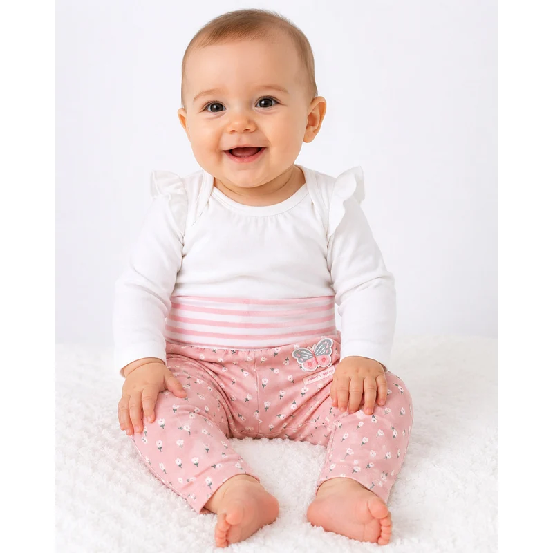 BONDI Baby Mädchen Leggings "Blumenallover" 93945 | flower allover Rosa