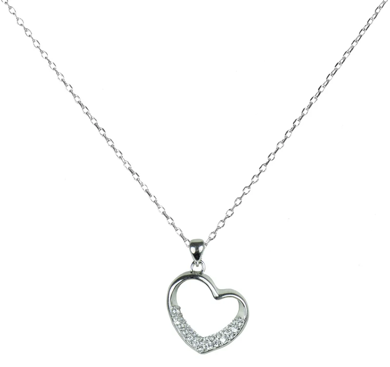 LUISIA Filigrane Damen Halskette mit Strass Herz- 925 Silber Schmuck mit Zirkonia Anhänger