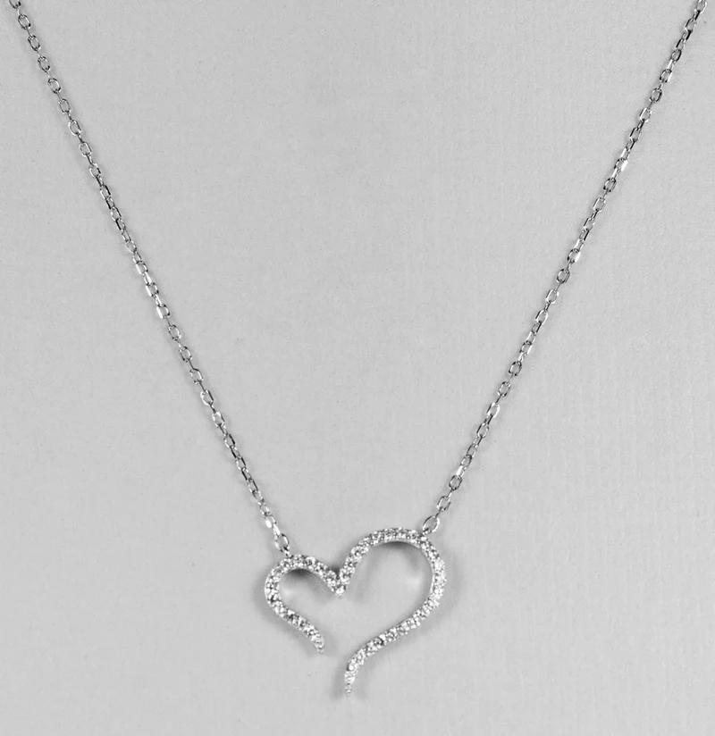 LUISIA Filigrane Damen Halskette mit geschwungenem Herz - 925 Silber Schmuck mit Zirkonia