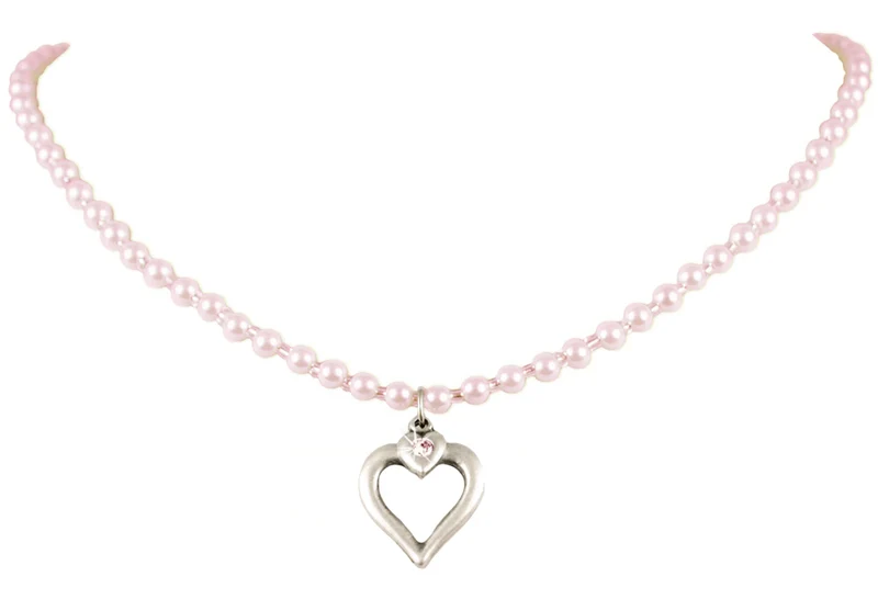 LUISIA Perlenkette Eva mit Herzanhänger - Rosa
