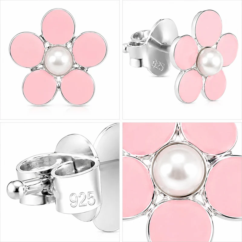 LUISIA® Ohrstecker "Blume" - 925 Sterling Silber | Rosa