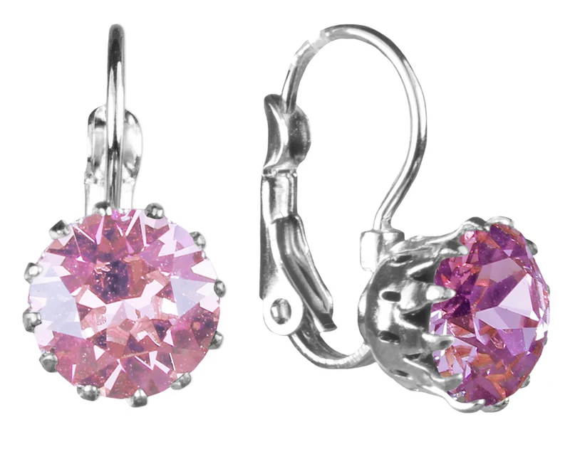 LUISIA® Ohrringe Grazia mit Kronen Anhänger und Premium Kristall - Rosa