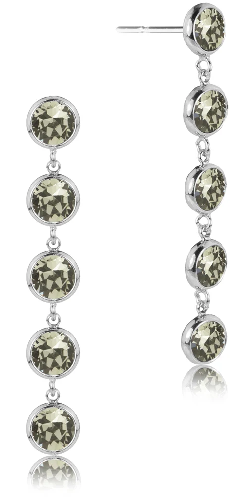LUISIA® Ohrringe "Calanthe" mit fünf Premium Kristallen - Silber / Black Diamond