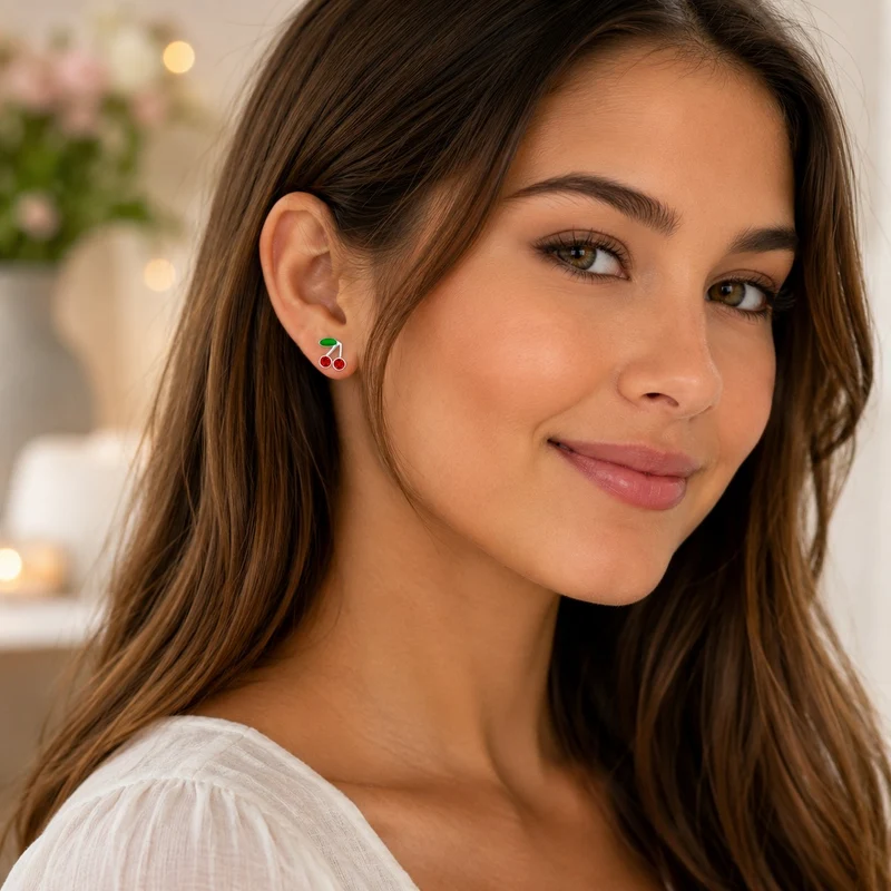 LUISIA® Kinder Ohrstecker "Kirschen" mit Kristallen von Swarovski®