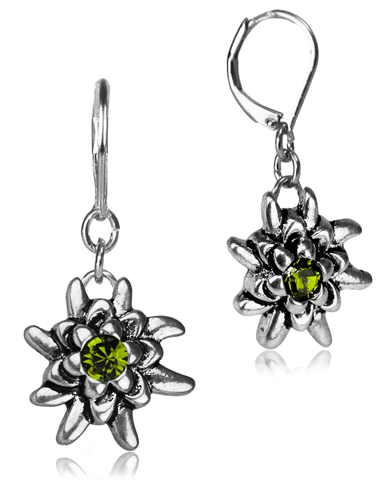 LUISIA® Edelweiß Ohrhänger "Emilia" mit Premium Kristallen | Olivgrün - Ohrringe