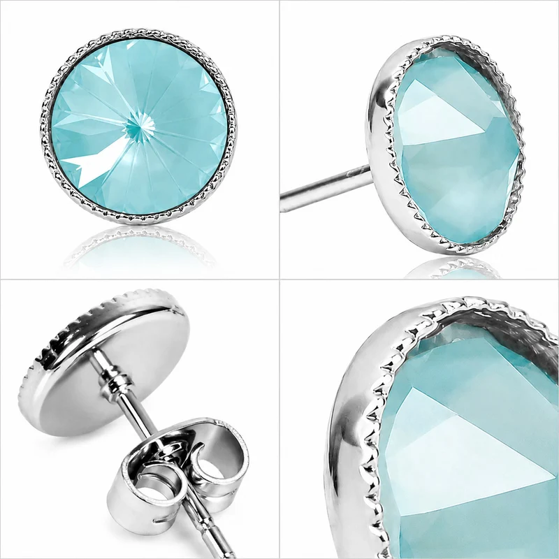 LUISIA® Solitär Ohrstecker "Joy" mit Kristallen von Swarovski® | Matt Sky