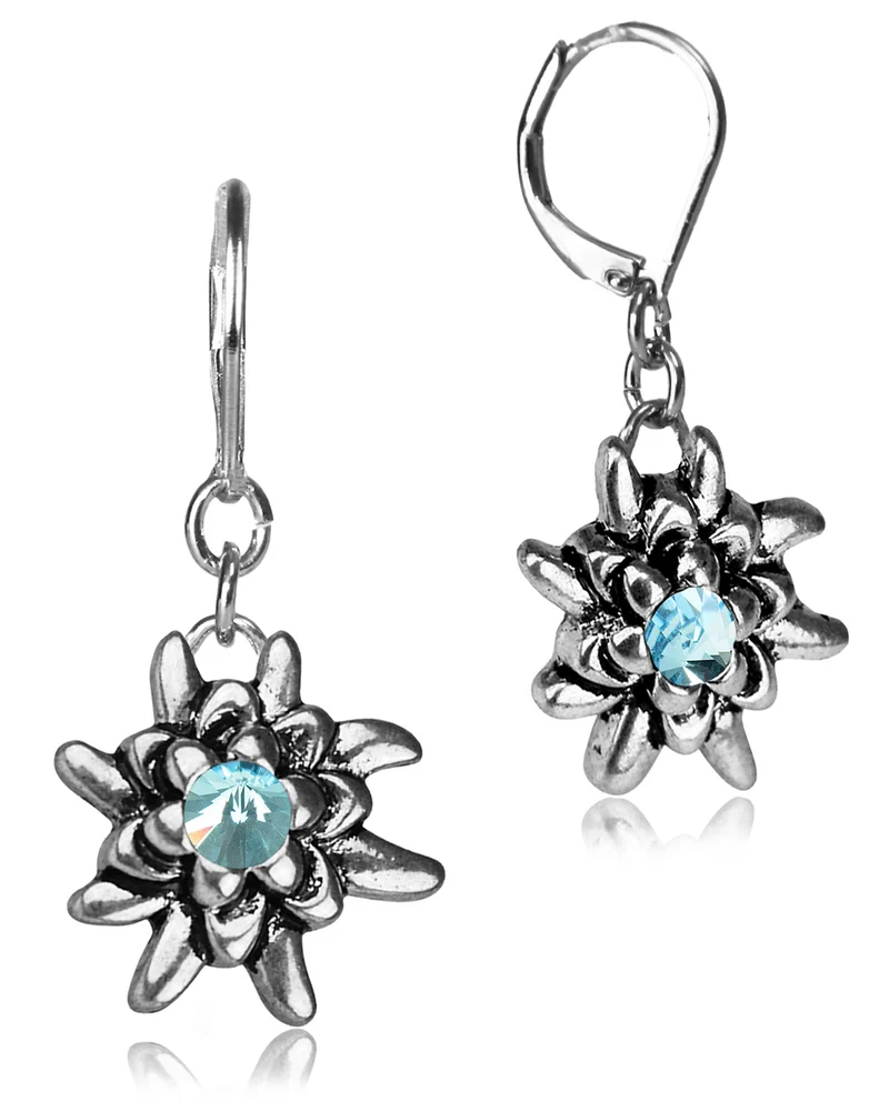 LUISIA® Edelweiß Ohrhänger "Emilia" mit Premium Kristallen | Aqua / Hellblau - Ohrringe