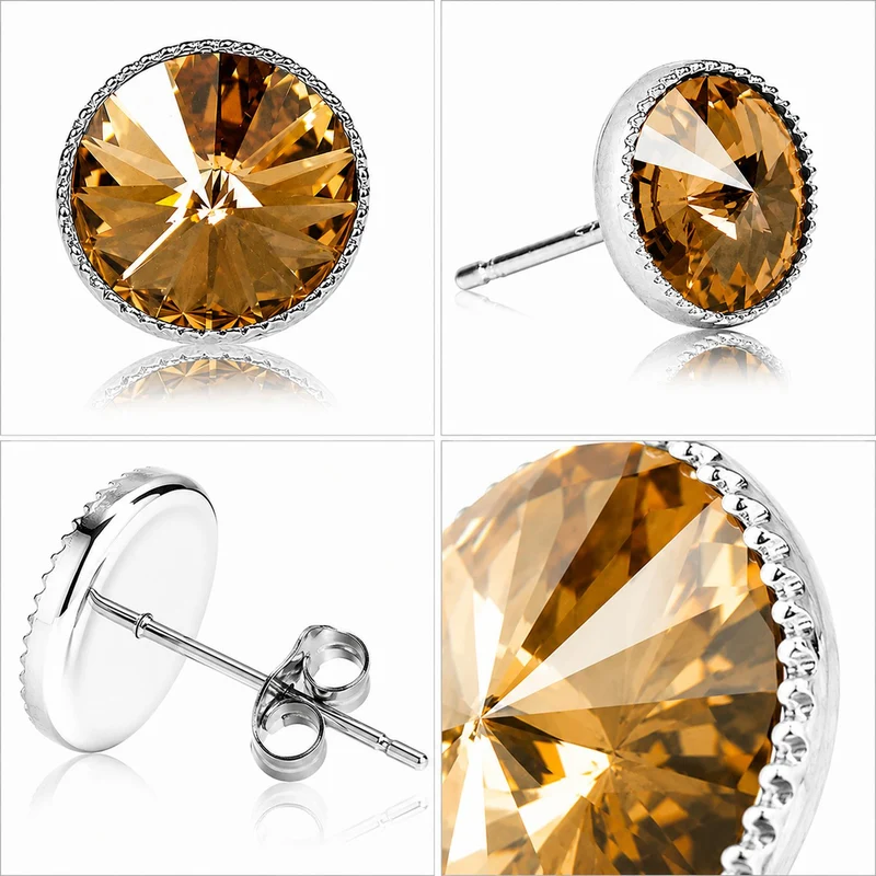LUISIA® Solitär Ohrstecker "Joy" mit Kristallen von Swarovski® | Light Col. Topaz