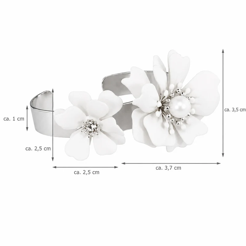 LUISIA® Armreif Armspange "Nelia" mit Blumen - 16 Karat vergoldet | Dunkelblau
