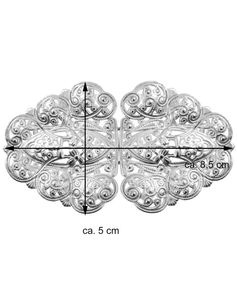 Dirndlschürzenschließe "Rina" mit Ornamentmuster 51487 - Stegbreite 4 cm | Anthrazit