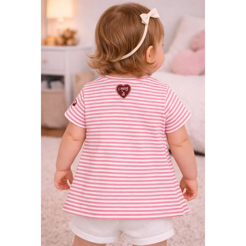 BONDI Mädchen T-Shirt "Spatzl" mit Reh 86844 | Rosa Weiß